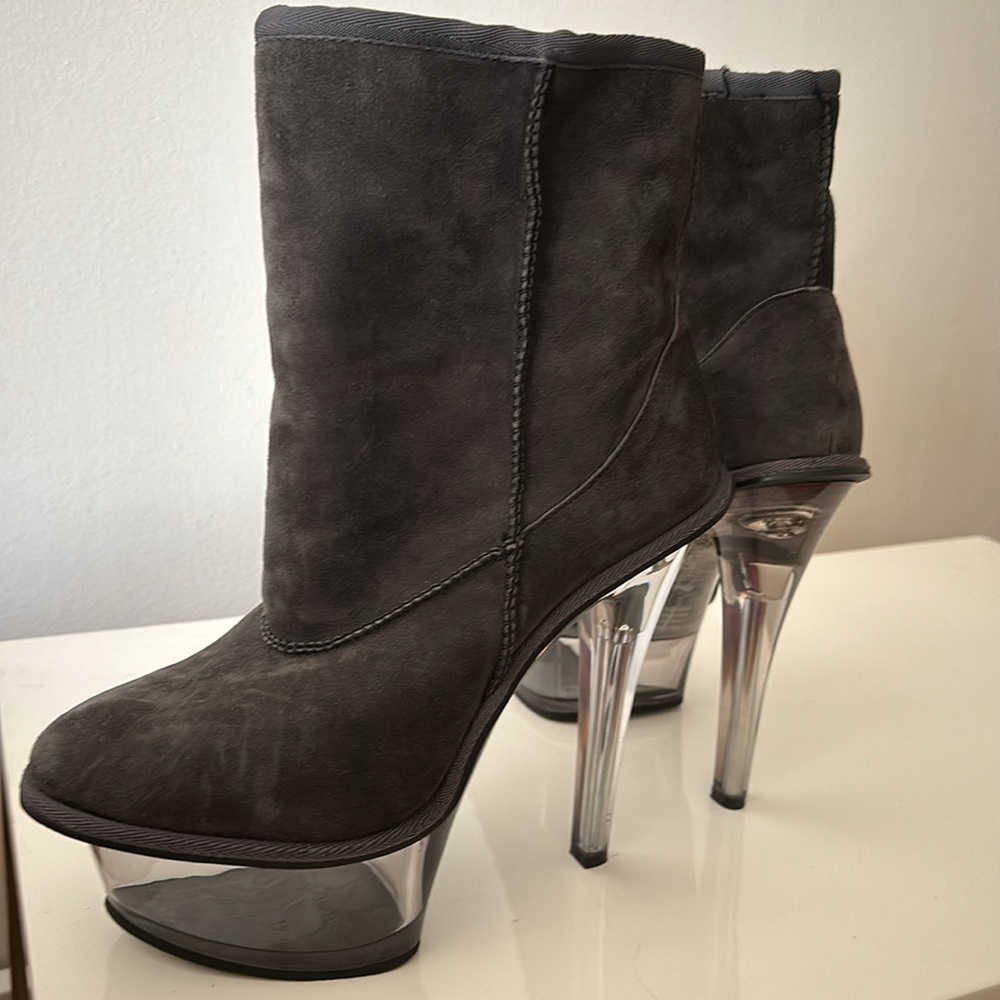 grey suede platform boots